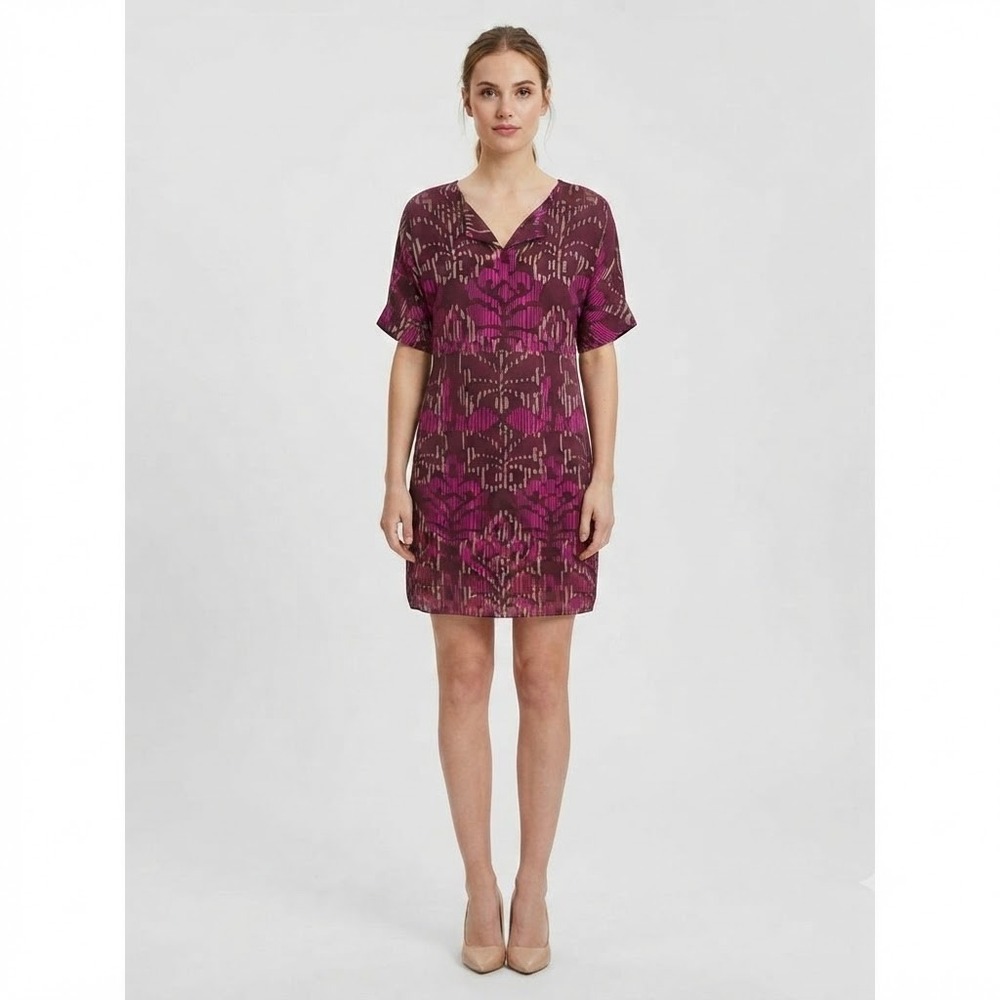 Mexx Metropolitan Shift Dress Womens‎ 10 Purple Ikat Print Lined Cocktail Party